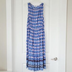 beachlunchlounge Peonia Sleeveless Back Cutout Midi Dress Moroccan Print L NWT